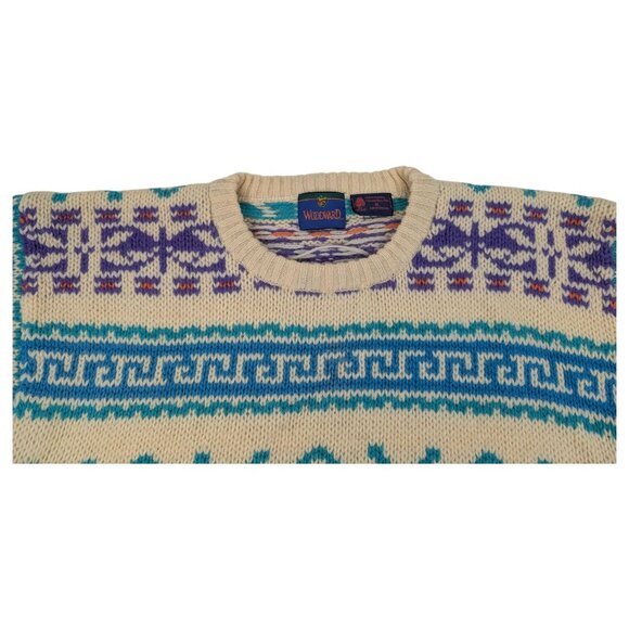 Vintage 80s 90s Woodward Abstract Pattern Sweater Mens XL 100% Shetland Wool - Picture 4 of 10
